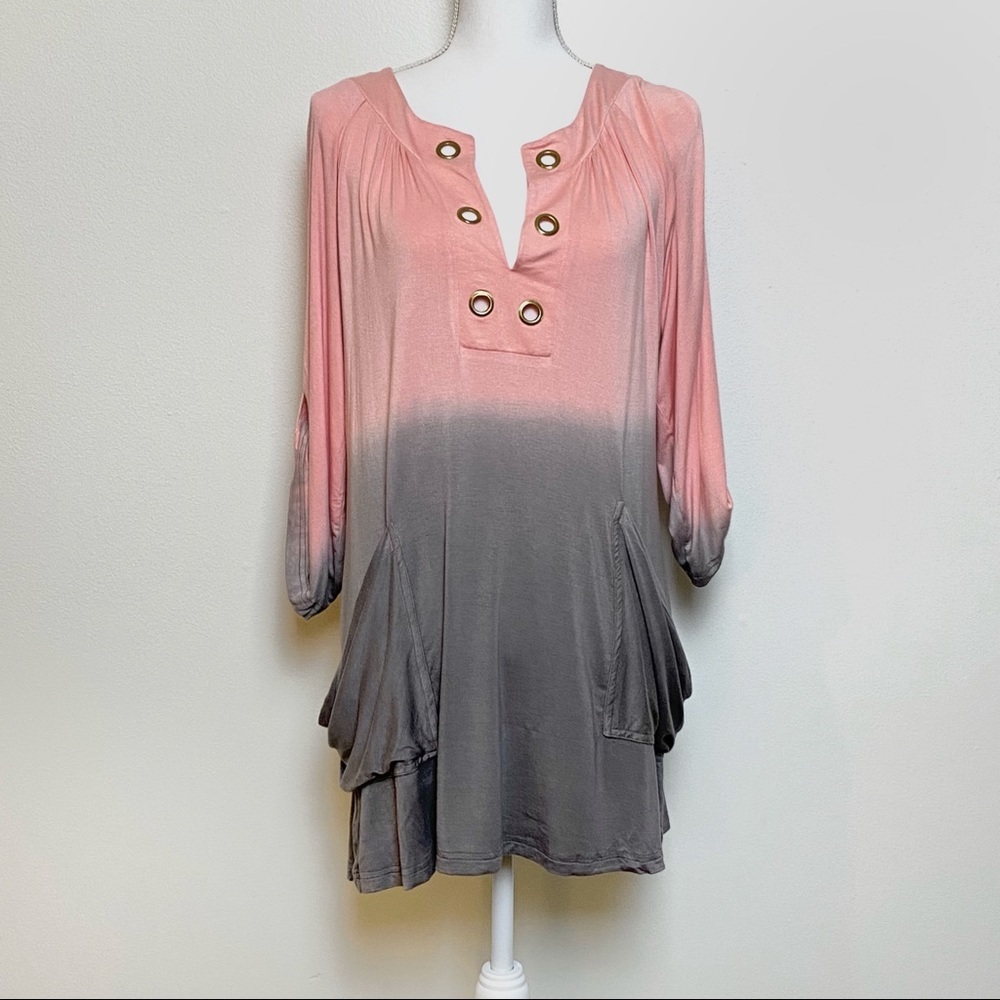 Saint Tropez West Pink & Grey Ombre Swim Tunic Beach Cover Up Resortwear Small